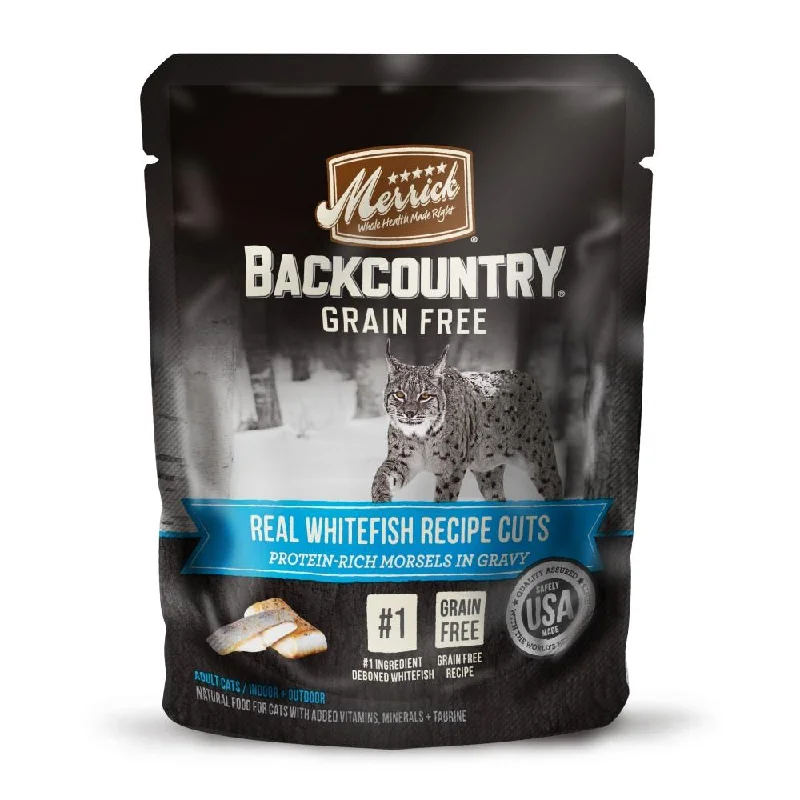 pet safe insect repellent natural-Merrick Backcountry Grain Free Real Whitefish Cuts Recipe Cat Food Pouch