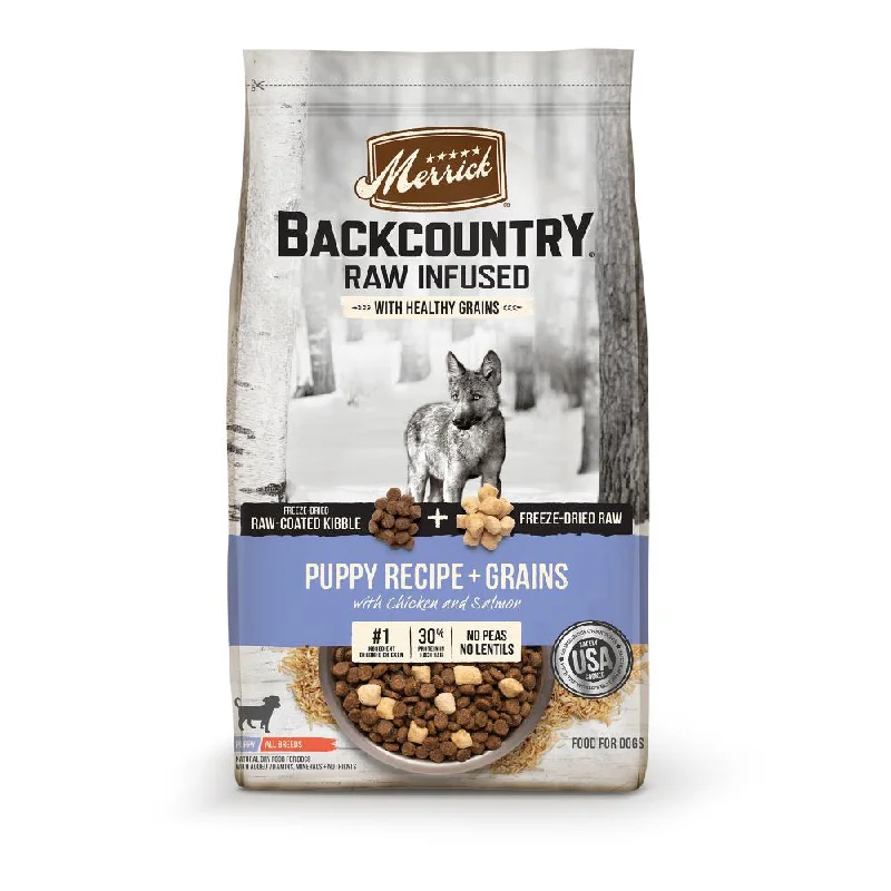 pet tracker chip with GPS-Merrick Backcountry Raw Infused with Healthy Grains Puppy Recipe Dry Dog Food