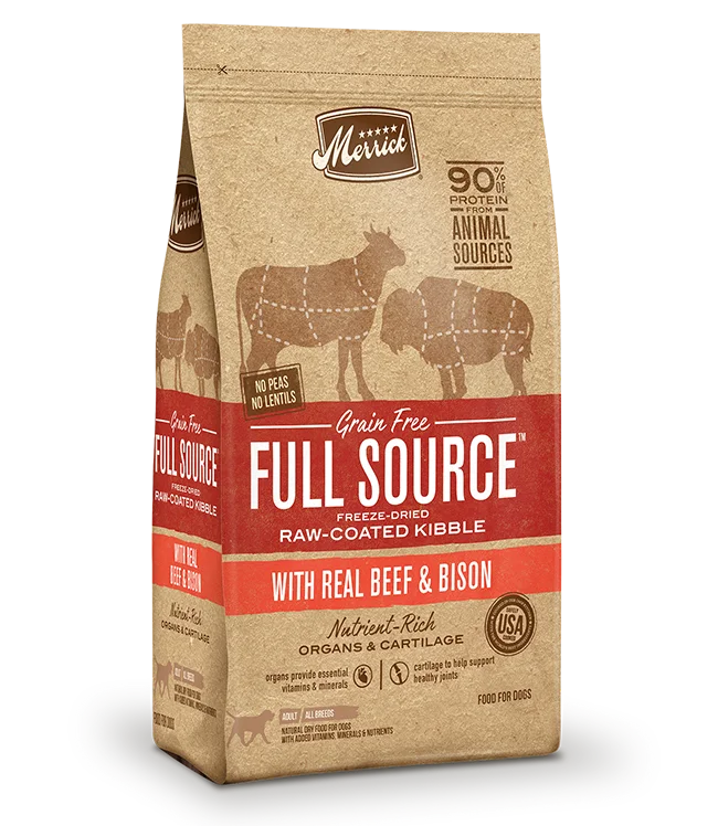 small dog sweater knitted-Merrick Full Source Grain Free Raw-Coated Kibble with Real Beef & Bison Dry Dog Food