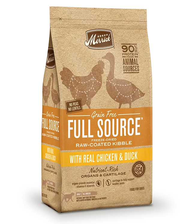 eco-friendly biodegradable poop bags-Merrick Full Source Grain Free Raw-Coated Kibble with Real Chicken & Duck Dry Dog Food