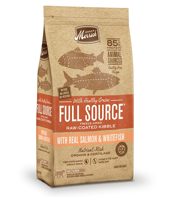 dog bike trailer for large breeds-Merrick Full Source with Healthy Grains Raw-Coated Kibble with Real Salmon & Whitefish Dry Dog Food