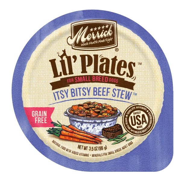 pet safe insect repellent natural-Merrick Lil' Plates Adult Small Breed Grain Free Itsy Bitsy Beef Stew Canned Dog Food