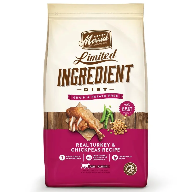 chew toys for aggressive chewers-Merrick Limited Ingredient Diet Grain Free Real Turkey & Chickpeas Recipe Dry Dog Food