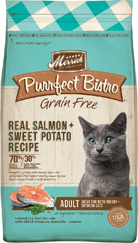 personalized pet ID tags engraved-Merrick Purrfect Bistro Grain Free Real Salmon & Sweet Potato Recipe Dry Cat Food