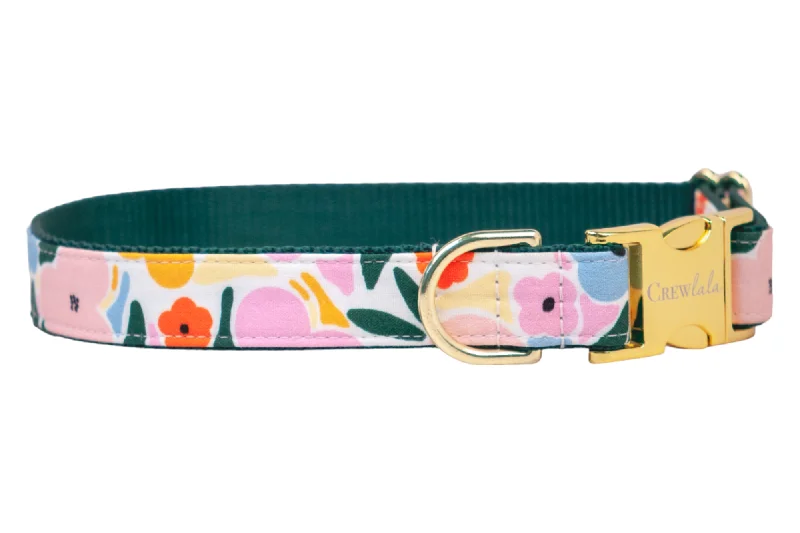 dog swimming pool foldable-Mosaic Blooms Dog Collar