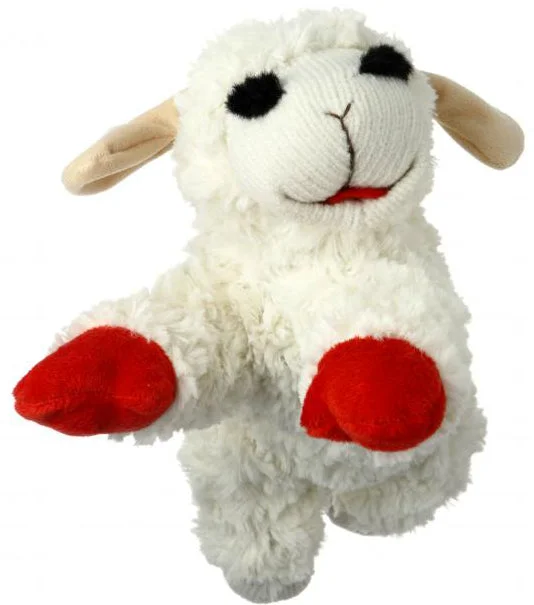 cat food dispenser automatic-Multipet International 48375 Plush Filled Lamb Chop Dog Toy, 10"