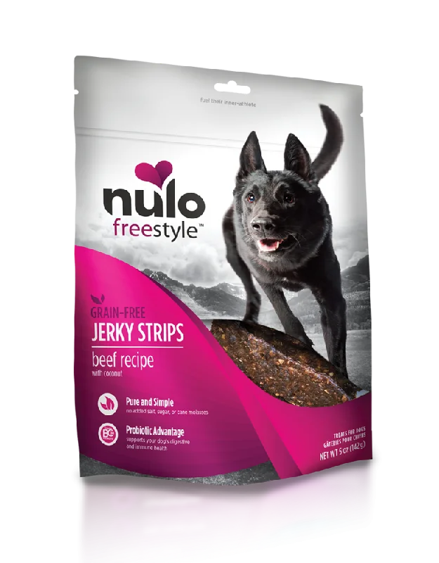 cat toy with motion sensor-Nulo Freestyle Grain Free Beef & Coconut Recipe Jerky Dog Treats