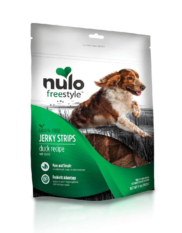 GPS dog collar with live tracking-Nulo Freestyle Grain Free Duck & Plum Recipe Jerky Dog Treats