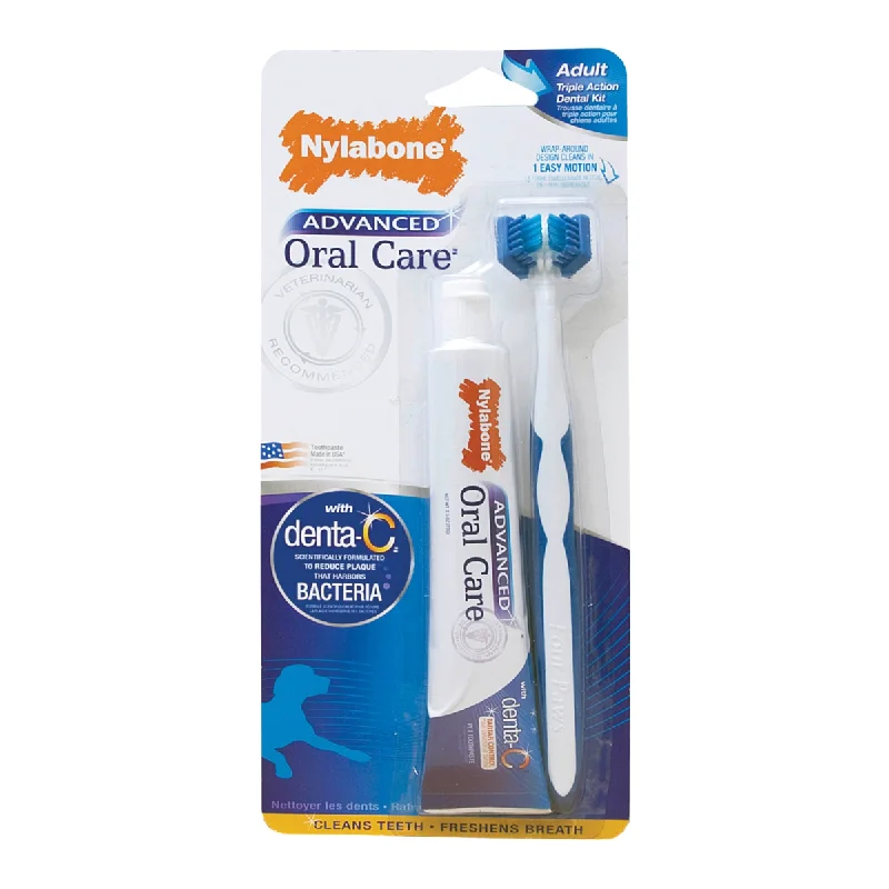 pet hair vacuum for couch-Nylabone  Advanced Oral Care Triple Action Dog Dental Kit (2.5-oz)