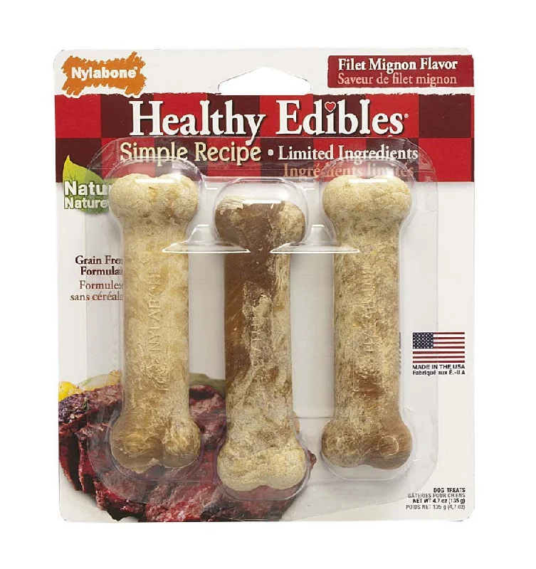 automatic ball launcher for dogs-Nylabone Healthy Edibles Filet Mignon 3pk Regular