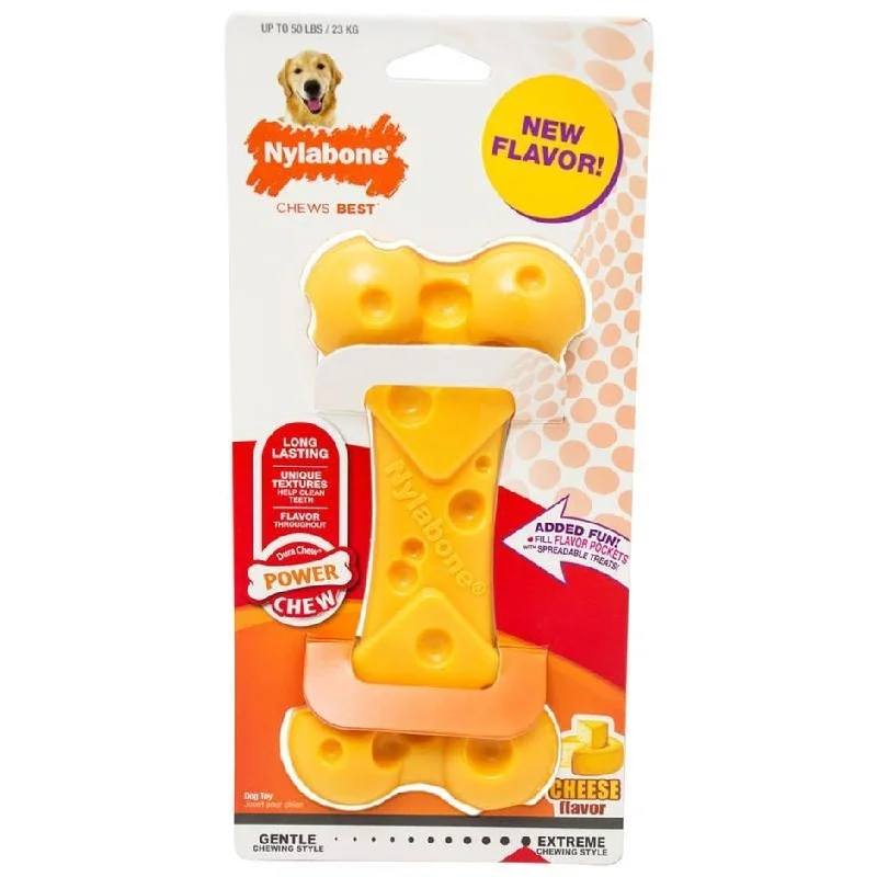 puppy chew bone natural-Nylabone Power Chew Cheese Dog Toy (Medium)