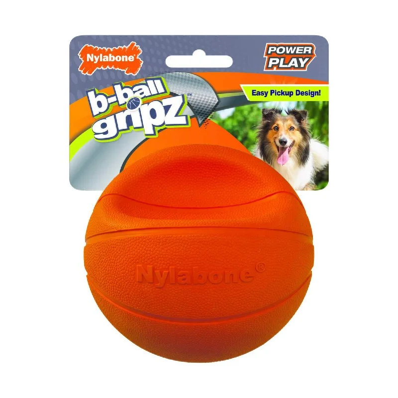 dog swimming pool foldable-Nylabone Power Play Dog Basketball B-Ball Gripz