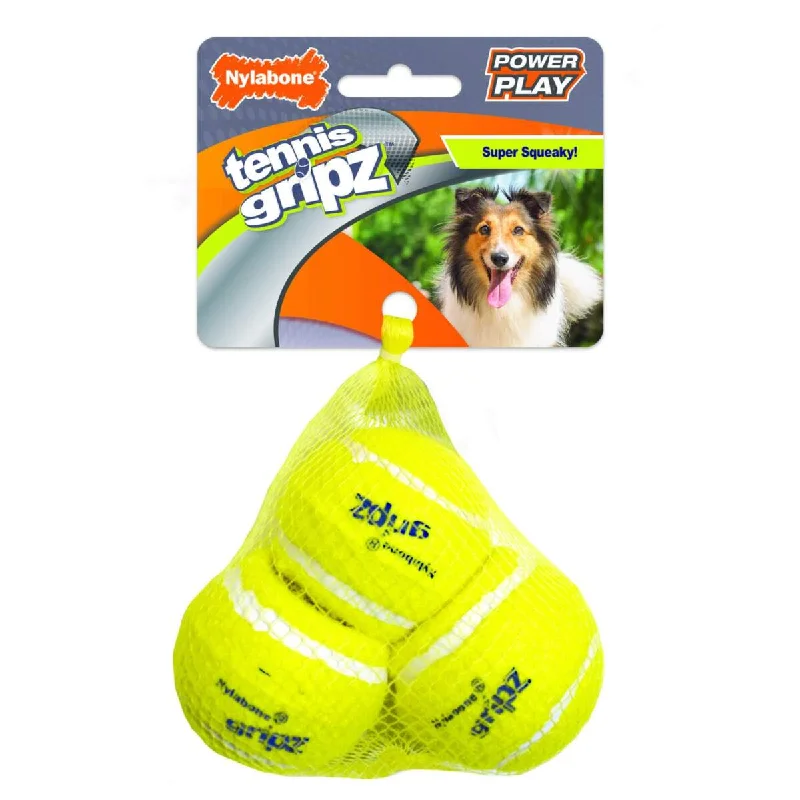 airline-approved soft pet carrier-Nylabone Power Play Dog Tennis Ball Gripz