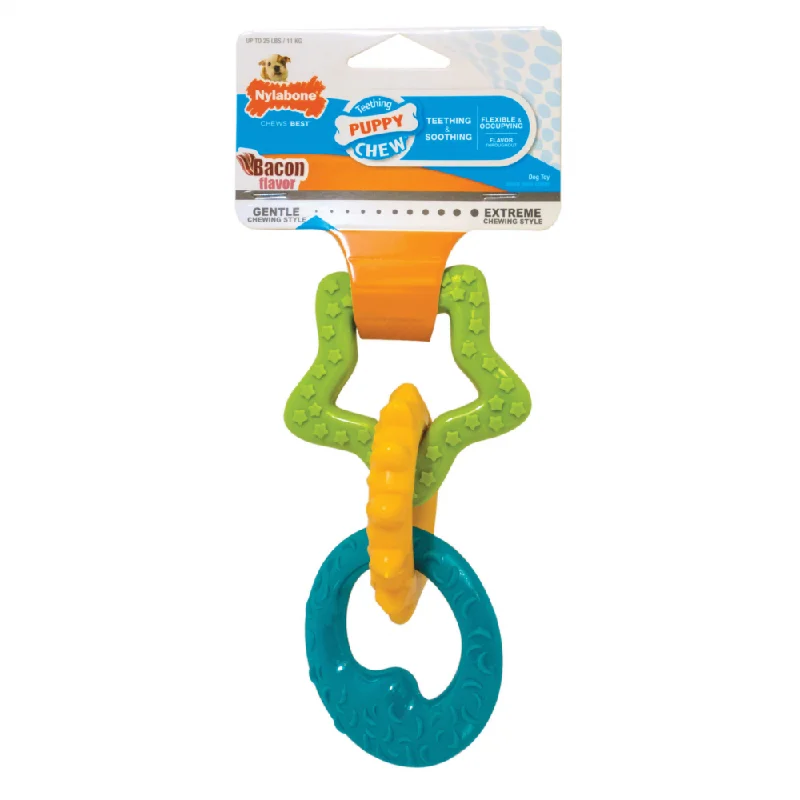 automatic ball launcher for dogs-Nylabone Puppy Chew Teething Rings Dog Toy (One Size)