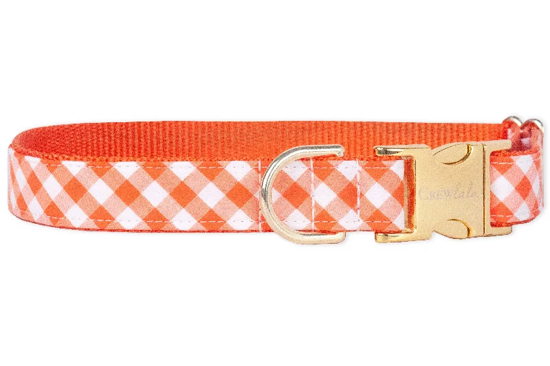 anti-slip dog socks for hardwood floors-Orange Picnic Plaid Dog Collar