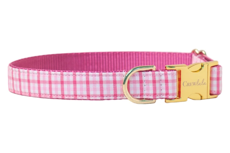 cat toy with motion sensor-Palmer Pink Gingham Dog Collar