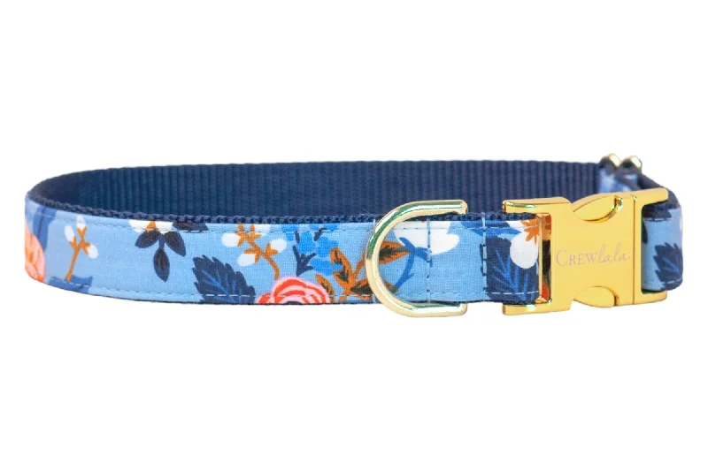 dog puzzle feeder for mental stimulation-Periwinkle Blossom Dog Collar