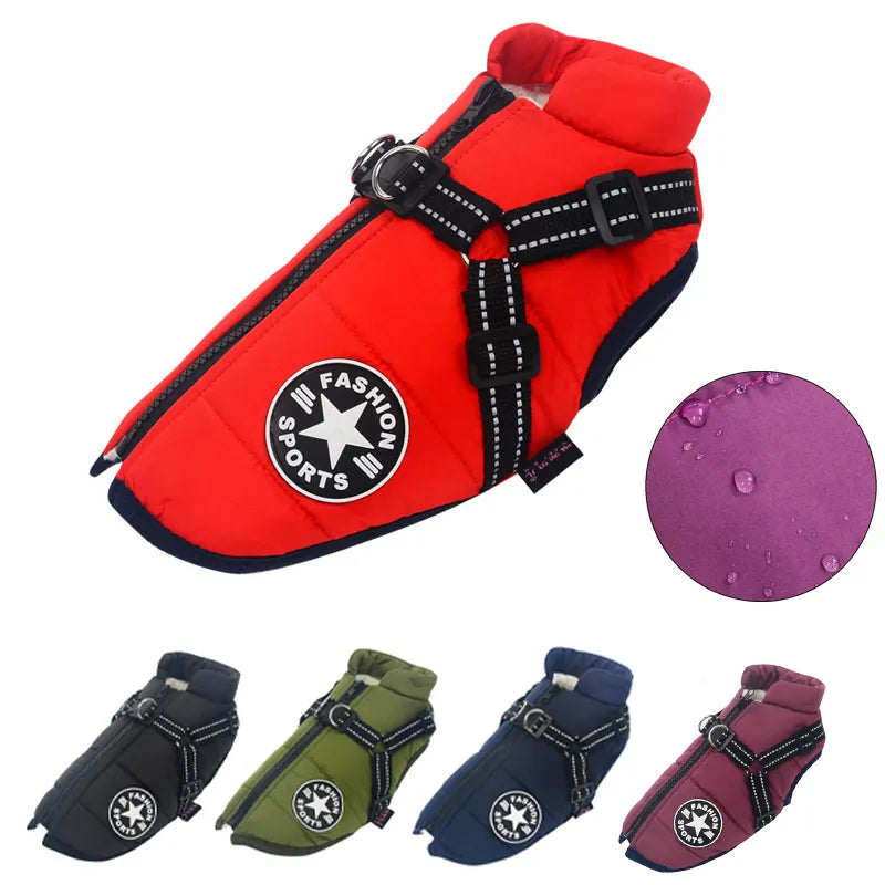 soft cat cave bed enclosed-Dog Waterproof Warm Harness Jacket