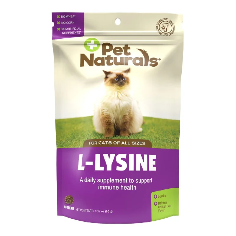 calming dog bed for anxiety-Pet Naturals L-Lysine Chews for Cats, 60 ct