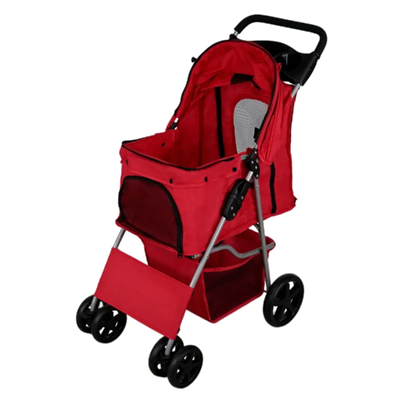 chicken coop automatic door opener-Pet Stroller with Rain Cover – Red