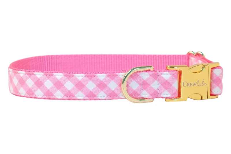 heated cat bed for winter-Pink Picnic Plaid Dog Collar