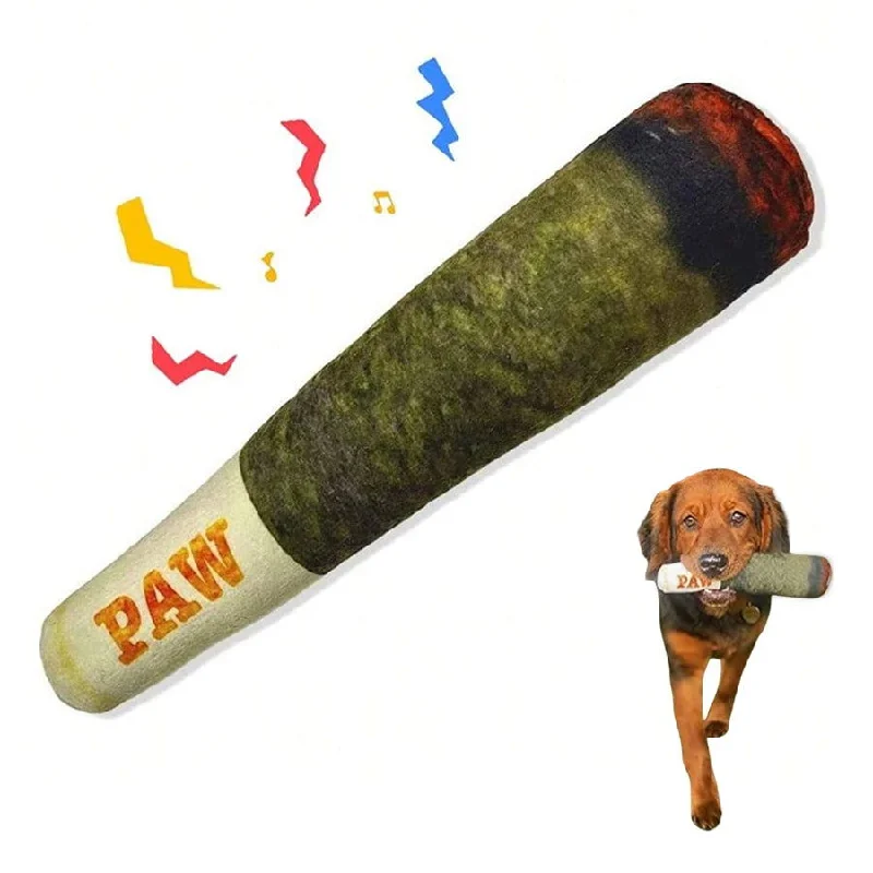 large dog house insulated outdoor-Cigar Design Plush Squeaky Chew Toy for Small & Medium Dogs