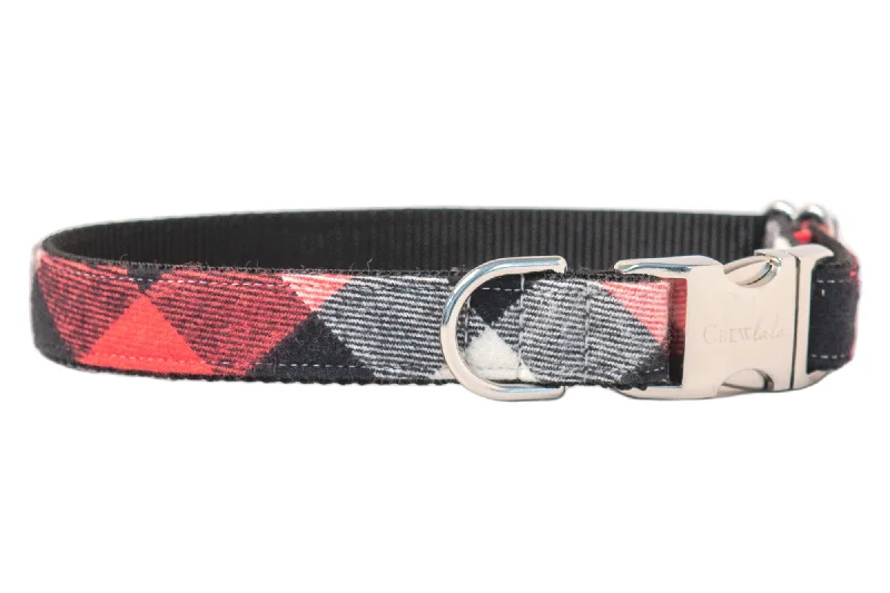 dog grooming table adjustable height-Red, White & Black Buffalo Flannel Plaid Dog Collar