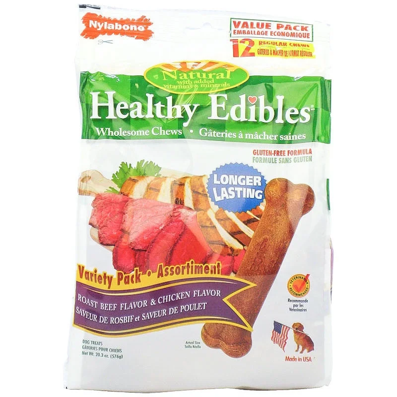 cooling mat for dogs in summer-Regular Nylabone Healthy Edibles Variety Pack 12ct Pouch