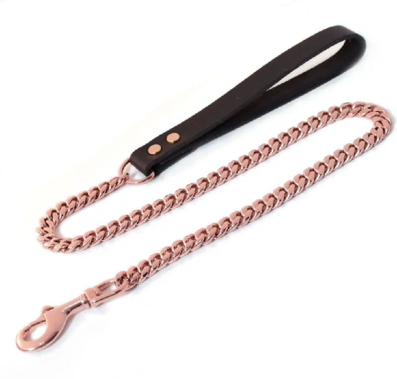 dog training clicker with wrist strap-ROSE GOLD CUBAN LINK SINGLE DOG LEASH