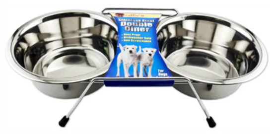 pet carrier airline approved-Ruffin' It 19432 Stainless Steel Double Diner Raised Pet Bowls, 1 Qt