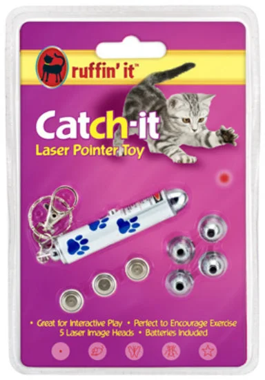 pet heat lamp for reptiles-Ruffin' It 32057 Catch-It Laser Pointer Cat Toy, Assorted Shapes, Quantity 1