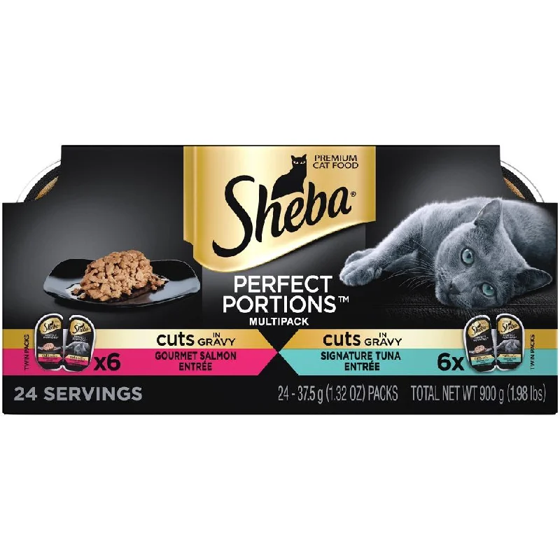 organic dog treats grain-free-Sheba Perfect Portions Cuts in Gravy Multipack with Salmon and Tuna Wet Cat Food (2.6-oz, case of 24)