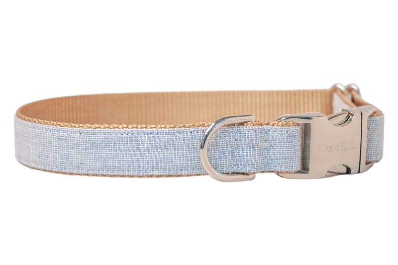 indestructible dog toys for large breeds-Sky Blue Linen Dog Collar