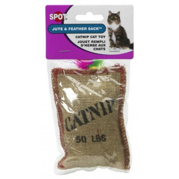 outdoor dog kennel heavy-duty-Spot® 2984 Spot Jute & Feather Sack™ Catnip Cat Toy