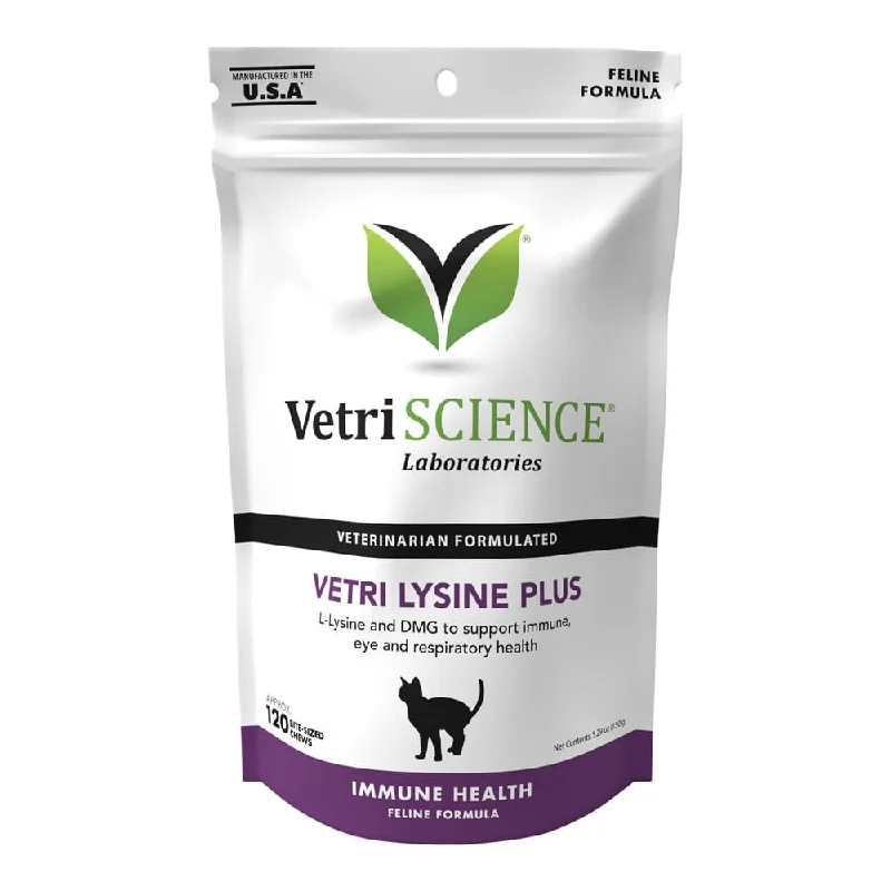 dog backpack carrier for hiking-Vetri Lysine Plus for Cats, 120 Bite-Sized Chews