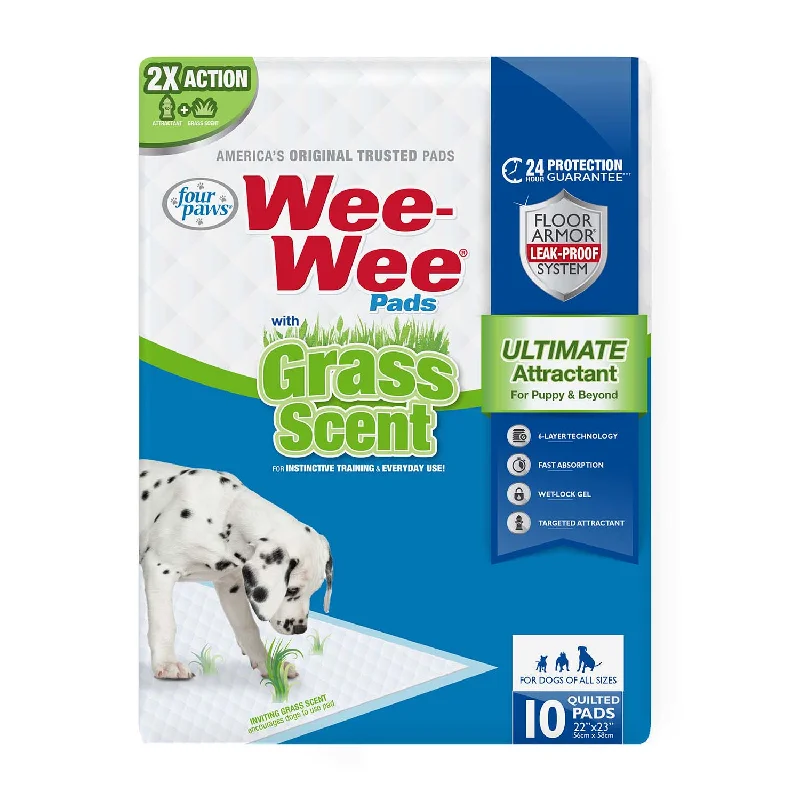 eco-friendly cat litter biodegradable-Wee-Wee Ultimate Attractant Dog Pee Pads with Grass Scent