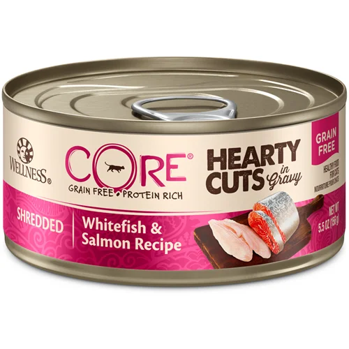 cooling mat for dogs in summer-Wellness CORE Canned Hearty Cuts in Gravy Shredded Whitefish & Salmon Formula