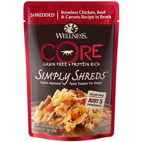 rabbit hutch outdoor waterproof-Wellness CORE Simply Shreds Chicken, Beef & Carrots Dog Food