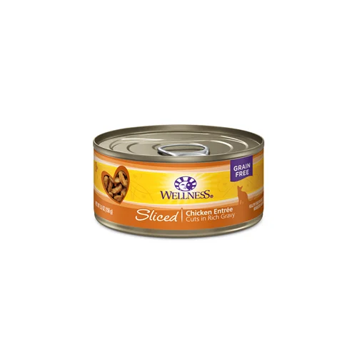 best dog food for small breeds-Wellness Grain Free Sliced Chicken Entree Canned Cat Food