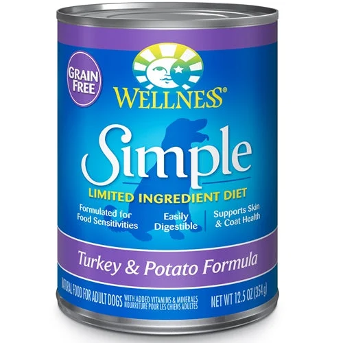 calming dog bed for anxiety-Wellness Simple Limited Ingredient Diet Turkey and Potato Canned Dog Formula