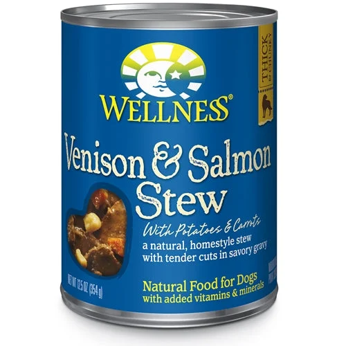 elevated dog bowls for large dogs-Wellness Venison and Salmon Stew Dog Formula