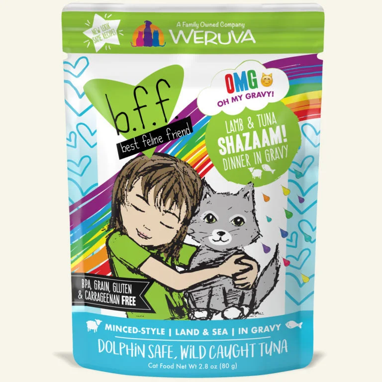 flea and tick prevention for cats-Weruva OMG Pouch Shazaam! Lamb & Tuna