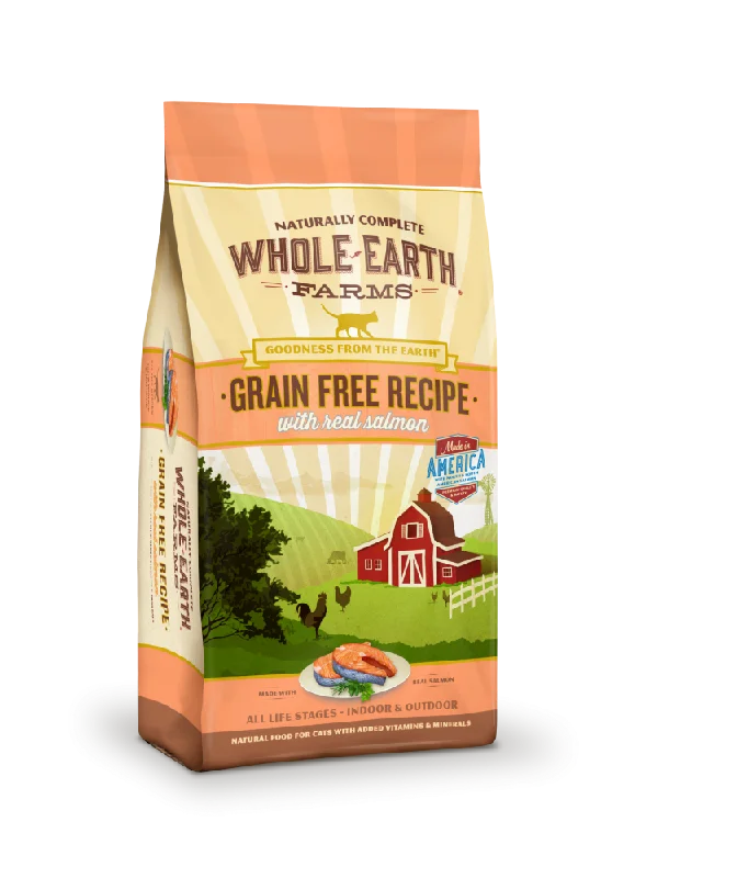 dog life jacket for swimming-Whole Earth Farms Grain Free Real Salmon Recipe Dry Cat Food