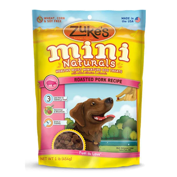 indestructible dog toys for large breeds-Zukes Mini Naturals Pork Dog Training Treats 1lb