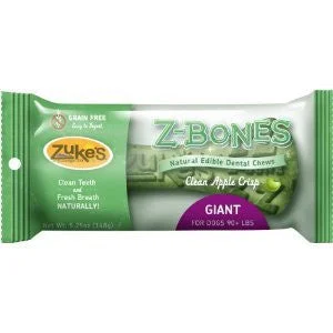 dog raincoat with hood-Zukes Z-Bones Clean Apple Crisp Giant Size Dental Chew 1 Pack