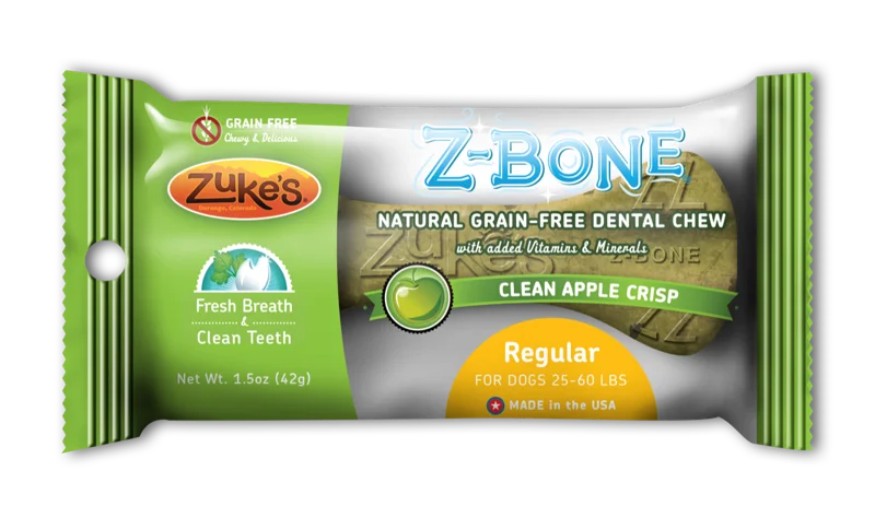 pet carrier airline approved-Zukes Z-Bones Clean Apple Crisp Regular Dental Chew 1 Pack