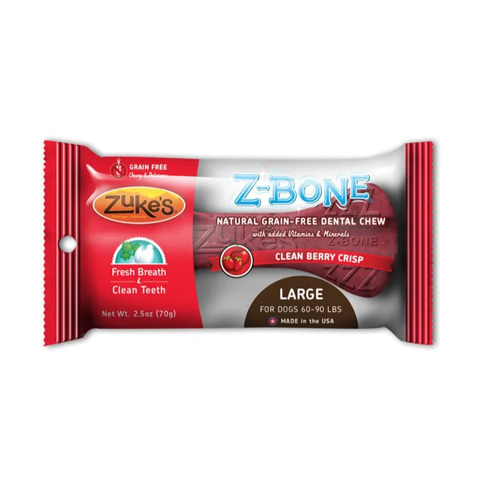 puppy playpen indoor foldable-Zukes Z-Bones Clean Cherry Berry Large Size Dental Chew 1 Pack