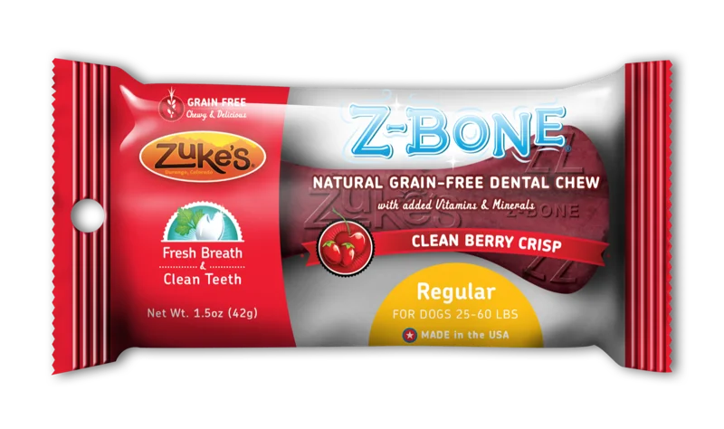 durable nylon chew toys for dogs-Zukes Z-Bones Clean Cherry Berry Regular Dental Chew 1 Pack